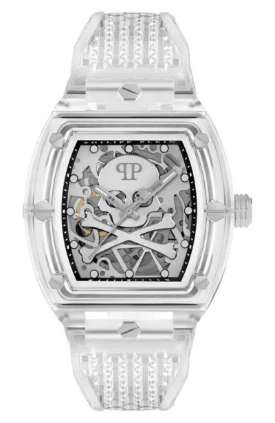 PHILIPP PLEIN PHILIPP PLEIN THE $KELETON SILICONE STRAP WATCH, 38MM