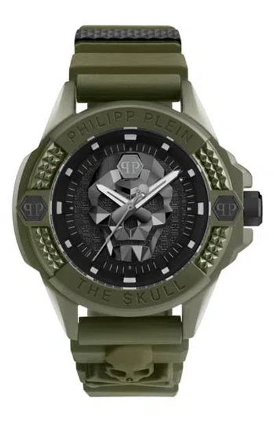 PHILIPP PLEIN PHILIPP PLEIN THE $KULL CERAMIC SILICONE STRAP WATCH, 44MM