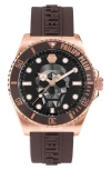 Philipp Plein The $kull Diver Silicone Strap Watch, 44mm In Rosegold
