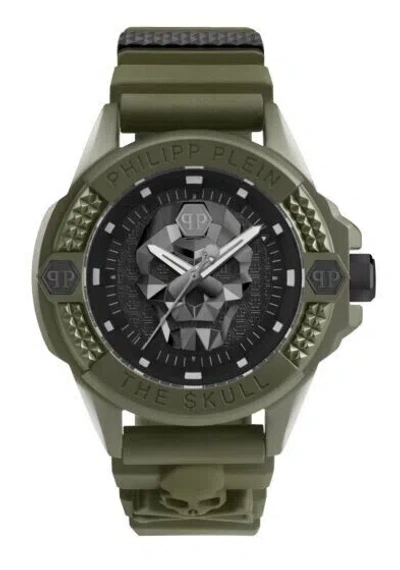 Pre-owned Philipp Plein The $kull Ecoceramic (pwuba0423) Men's Green Quartz Analog Watch