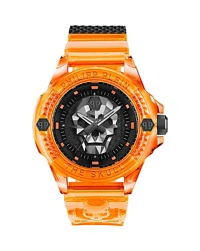 Philipp Plein The $kull Scuba Duba Edition Silicone Watch In Black/orange