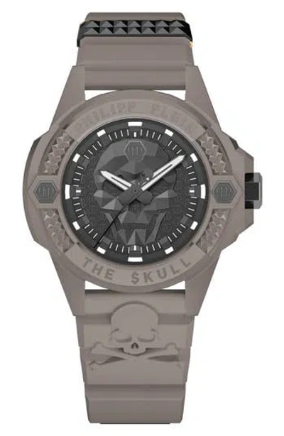 Philipp Plein The $kull Silicone Strap Watch, 44mm In Gray