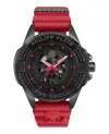 Philipp Plein Men's The Skull Red Silicone Strap Watch 44mm In Black