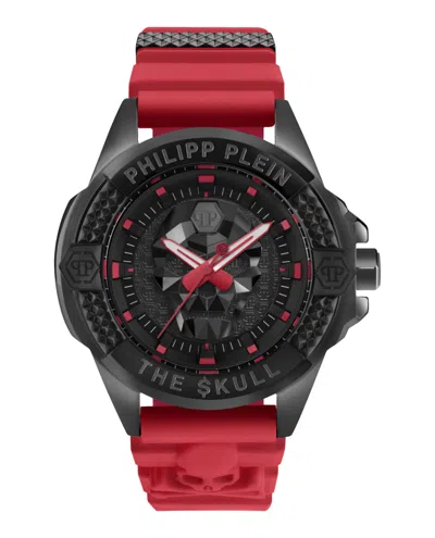 Philipp Plein Men's The Skull Red Silicone Strap Watch 44mm In Black