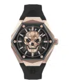 Philipp Plein Men's The Skull Spikes Black Silicone Strap Watch 45mm