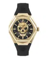 Philipp Plein Women's Skull Spikes Black Silicone Strap Watch 40mm In Multi