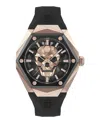 Philipp Plein Men's The Skull Spikes Black Silicone Strap Watch 45mm In Multi