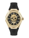 Philipp Plein Women's Skull Spikes Black Silicone Strap Watch 40mm In Gold