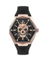 Philipp Plein Men's The Skull Spikes Black Silicone Strap Watch 45mm In Black