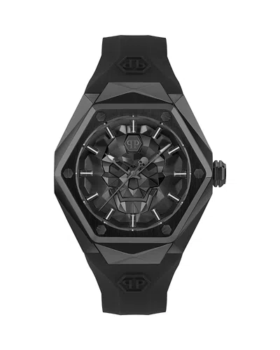 Philipp Plein Men's The Skull Spikes Black Silicone Strap Watch 45mm