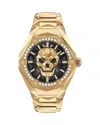 Philipp Plein Men's The Skull Spikes Gold Ion Plated Stainless Steel Bracelet Watch 45mm In Black/gold