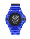 Philipp Plein Men's The $kull Blue Transparent Silicone Strap Watch 45mm In Blue
