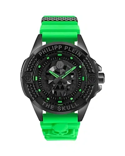 Philipp Plein Men's The Skull Green Silicone Strap Watch 44mm In Black