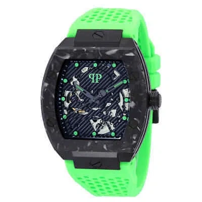Pre-owned Philipp Plein The Skeleton Sport Automatic Black Dial Men's Watch Pwbaa1022