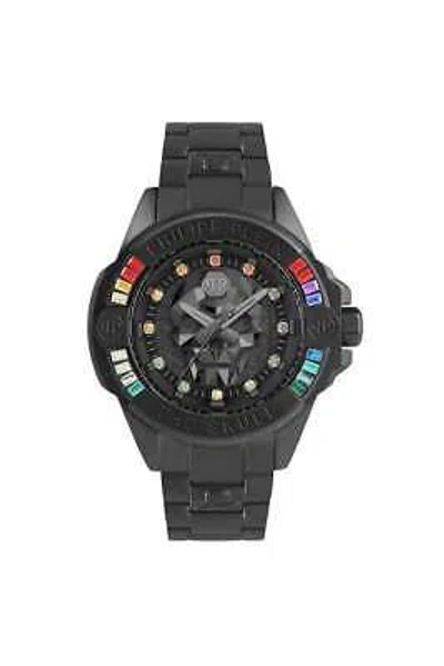 Pre-owned Philipp Plein The Skull Genderless Steel Black 41mm Watch Pwnaa0522