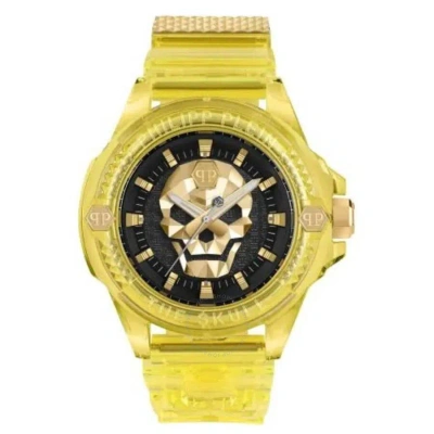 Philipp Plein The Skull Quartz Black Dial Men's Watch Pwwaa0123 In Black / Gold Tone / Yellow