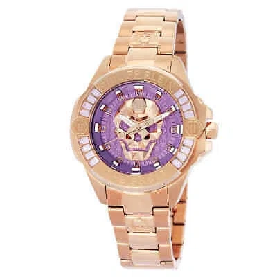 Pre-owned Philipp Plein The Skull Quartz Crystal Lilac Dial Unisex Watch Pwnaa0822