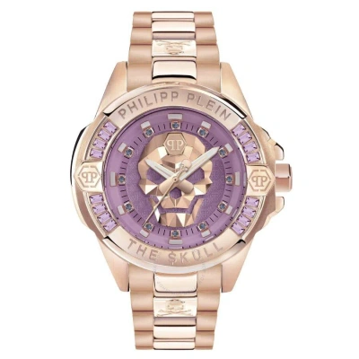 Philipp Plein The Skull Quartz Crystal Lilac Dial Unisex Watch Pwnaa0822 In Gold Tone / Lilac / Rose / Rose Gold Tone