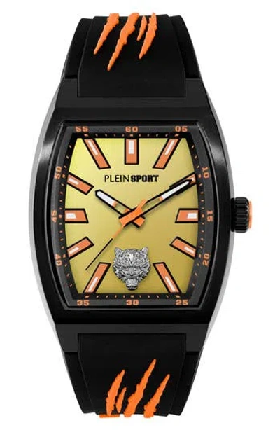 Philipp Plein Sport Three-hand Quartz Silicone Strap Watch, 40mm In Black/yellow