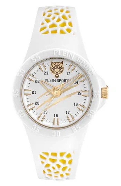 Philipp Plein Sport Three-hand Quartz Silicone Strap Watch, 40mm In White