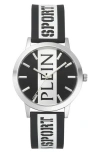 Philipp Plein Sport Three-hand Quartz Silicone Strap Watch, 41mm In Black/stainless Steel