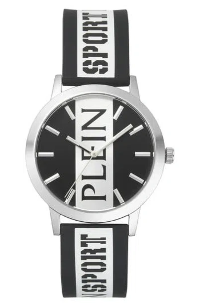 Philipp Plein Three-hand Quartz Silicone Strap Watch, 41mm In Silver