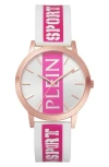 Philipp Plein Sport Three-hand Quartz Silicone Strap Watch, 41mm In White/rose Gold