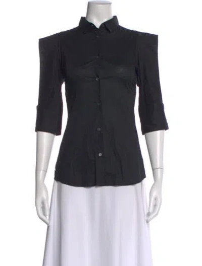 Pre-owned Philipp Plein Three-quarter Sleeve Button-up Top In Black