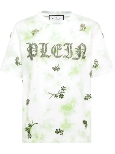 Philipp Plein Tie-dye Flowers T-shirt In 白色