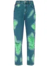 Philipp Plein Tie-dye Frayed Jeans In Blue
