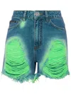 Philipp Plein Tie-dye Frayed Shorts In Blue