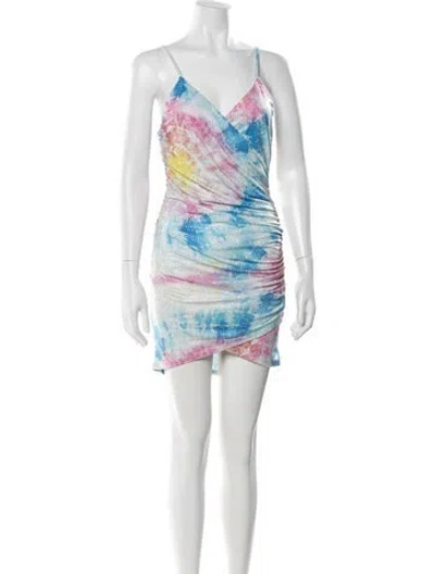 Pre-owned Philipp Plein Tie-dye Print Mini Dress In White