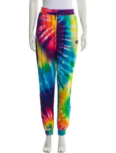 Pre-owned Philipp Plein Tie-dye Print Studded Accents Sweatpants In Blue