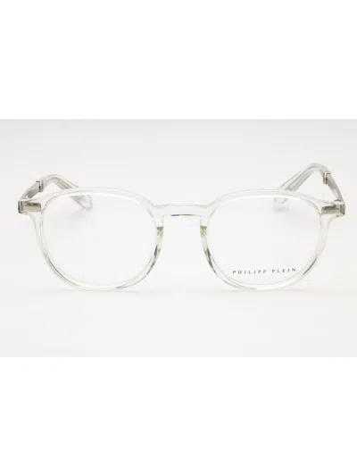 Philipp Plein Timeless Round Acetate Eyeglasses For Men In Transparent