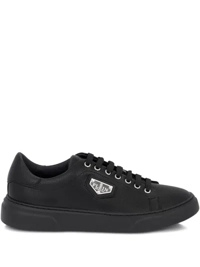 Philipp Plein Titan Plein Leather Logo Plaque Trainers In Black