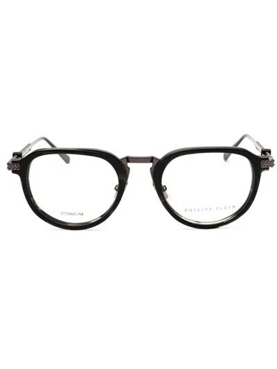Philipp Plein Titanium Round Men's Eyeglasses - Vpp116v In Black