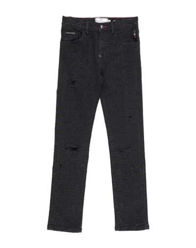 Philipp Plein Babies'  Toddler Boy Jeans Black Size 6 Cotton, Elastomultiester, Elastane