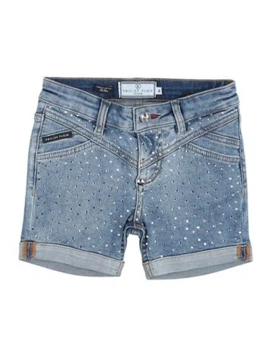Philipp Plein Babies'  Toddler Girl Denim Shorts Blue Size 6 Cotton, Elastomultiester, Elastane