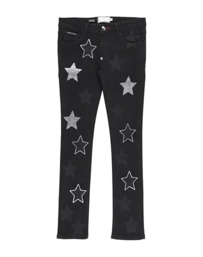 Philipp Plein Babies'  Toddler Girl Jeans Black Size 6 Cotton, Elastomultiester, Elastane