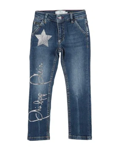 Philipp Plein Babies'  Toddler Girl Jeans Blue Size 6 Cotton, Elastomultiester, Elastane