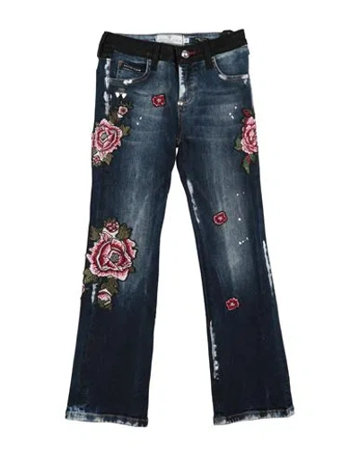 Philipp Plein Babies'  Toddler Girl Jeans Blue Size 6 Cotton, Elastomultiester, Elastane, Polyurethane