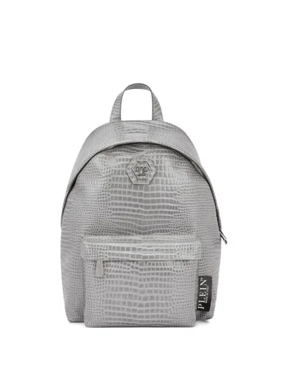 Philipp Plein Top-handle Leather Backpack In Gray