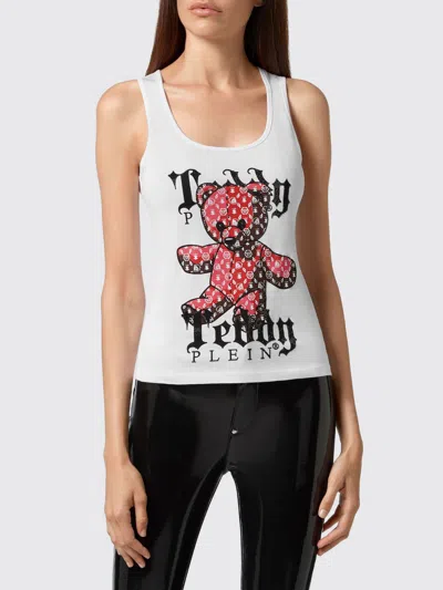 Philipp Plein Teddy Plein Sleeveless Tank Top In White