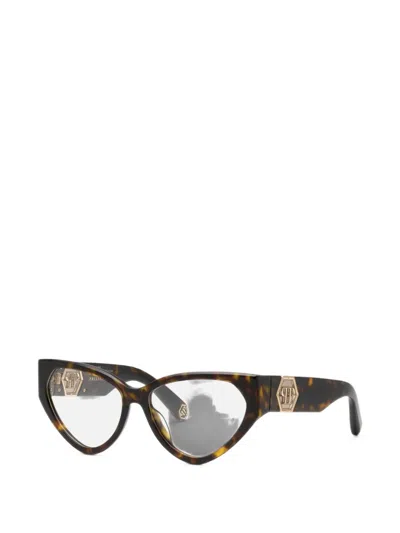 Philipp Plein Tortoiseshell-effect Cat-eye Glasses In Brown