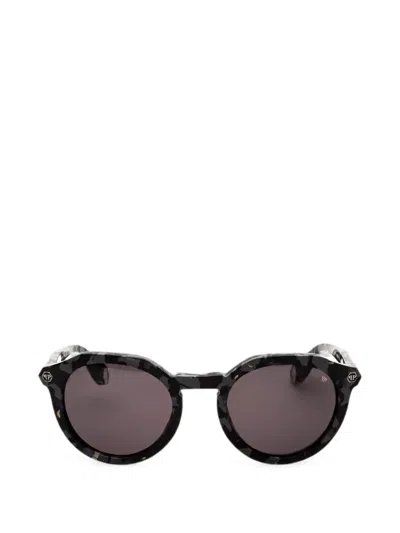 Philipp Plein Tortoiseshell-effect Round-frame Sunglasses In Neutral