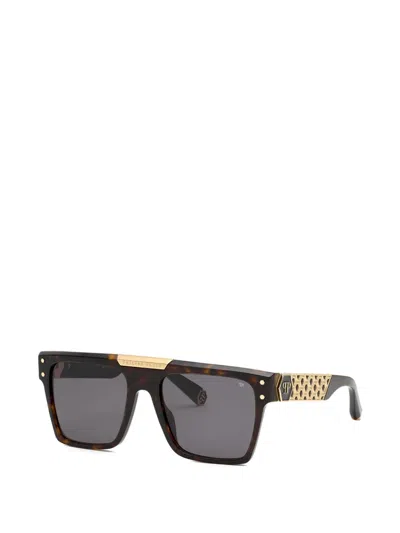 Philipp Plein Tortoiseshell-effect Square-frame Sunglasses In Black
