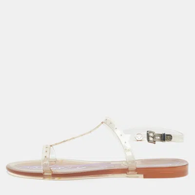 Pre-owned Philipp Plein Transparent Jelly Flat Sandals Size 38