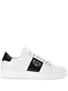 Philipp Plein Triangle Plein-plaque Leather Sneakers In 白色