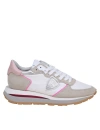 PHILIPP PLEIN TROPEZ SNEAKERS IN SUEDE AND NYLON COLOR WHITE AND PINK