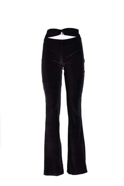 Philipp Plein Velvet Flared Leg High Waist Trousers With Cut-out Detail In Black